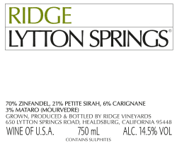 Ridge: Lytton Springs 2013