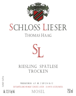 Thomas Haag / Schloss Lieser: Riesling Spätlese trocken 2012
