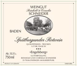 Reinhold und Cornelia Schneider: Spätburgunder Engelsberg trocken 2013