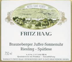 Fritz Haag: Riesling Brauneberger Juffer Sonnenuhr Spätlese 2012
