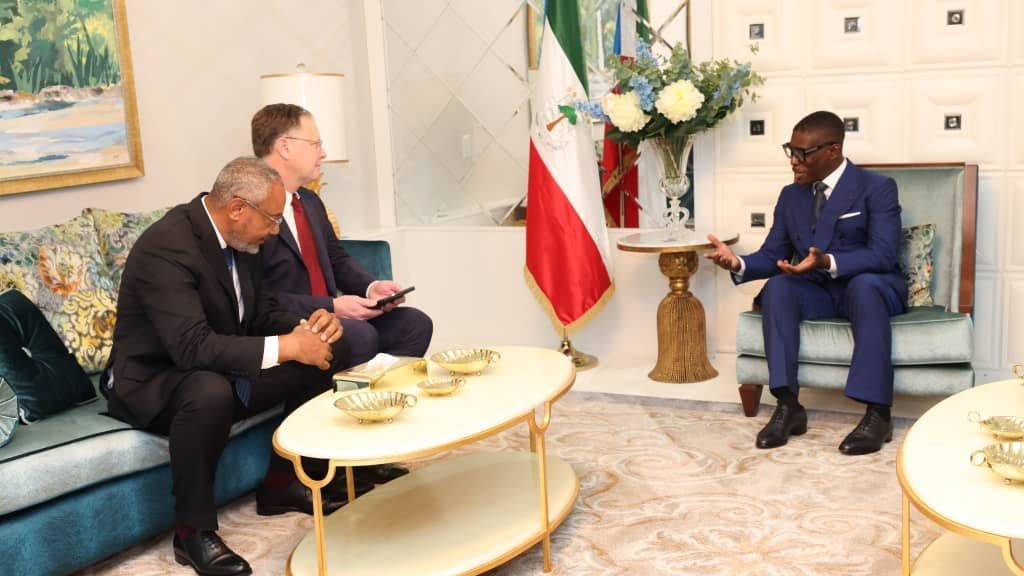 Nguema Obiang Mangue durante la reunión con los responsables de las empresas petrolíferas en Nueva York. Foto cedida por la Vicepress