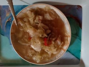 Un plato de pepe-sup en un restaurante de Malabo 