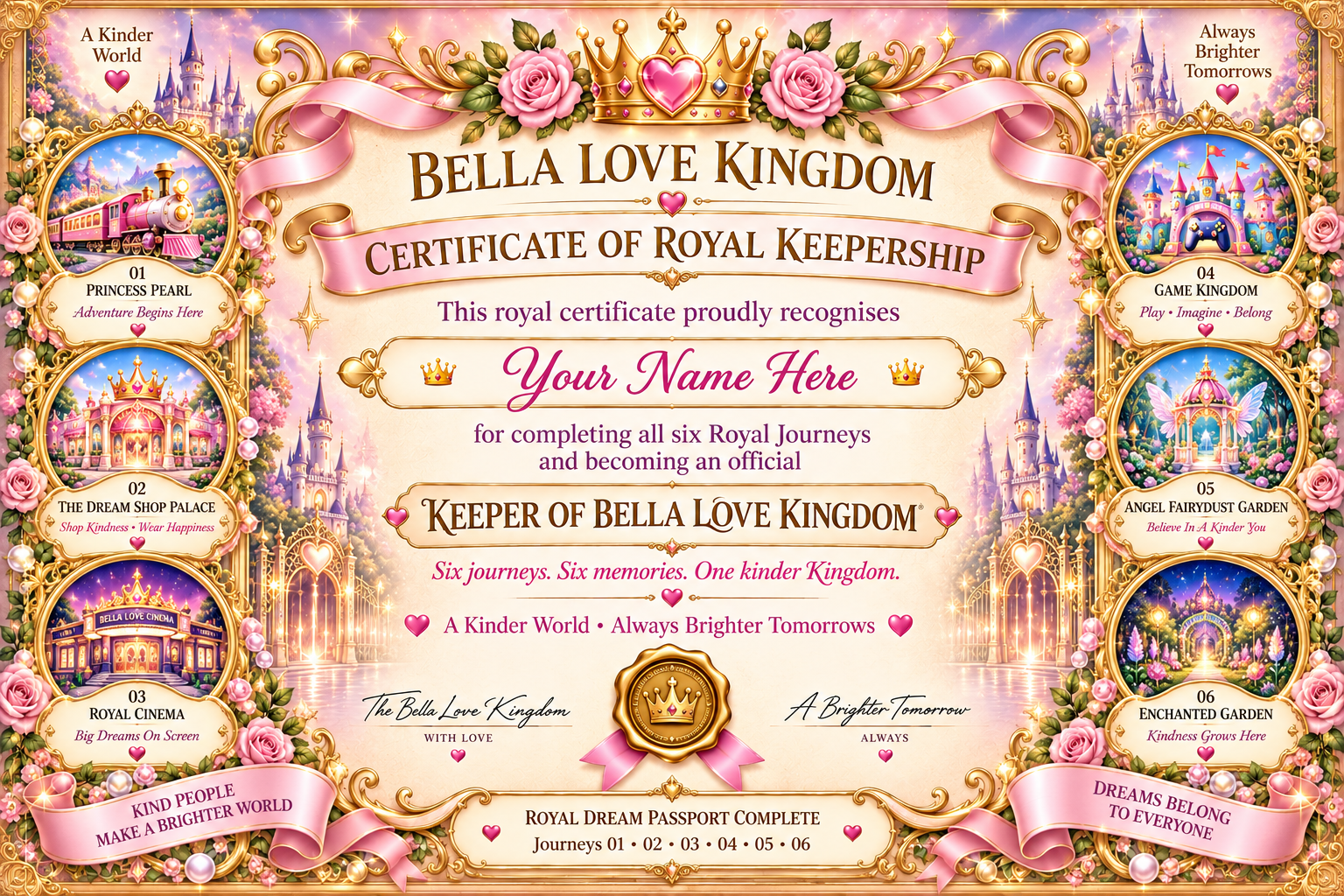 Bella Love Kingdom Certificate of Royal Keepership