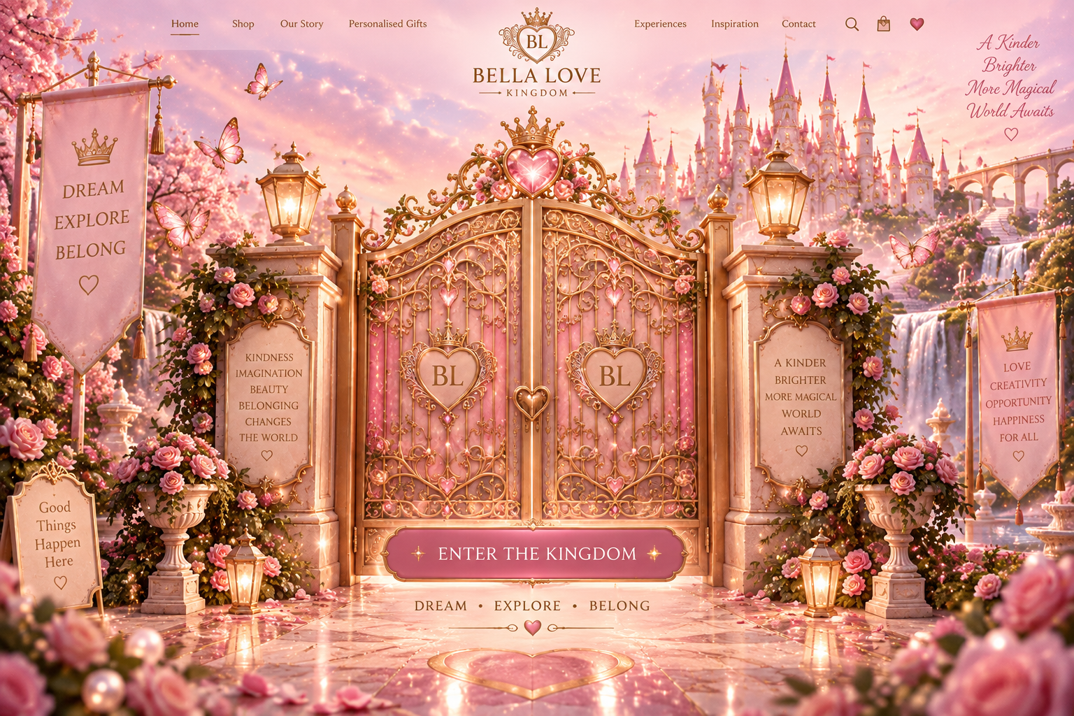 The closed golden gates of Bella Love Kingdom