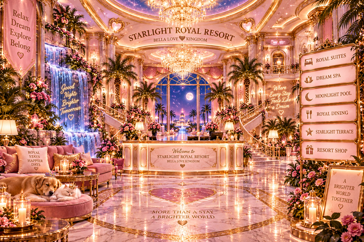 The luxurious magical lobby of Starlight Royal Resort