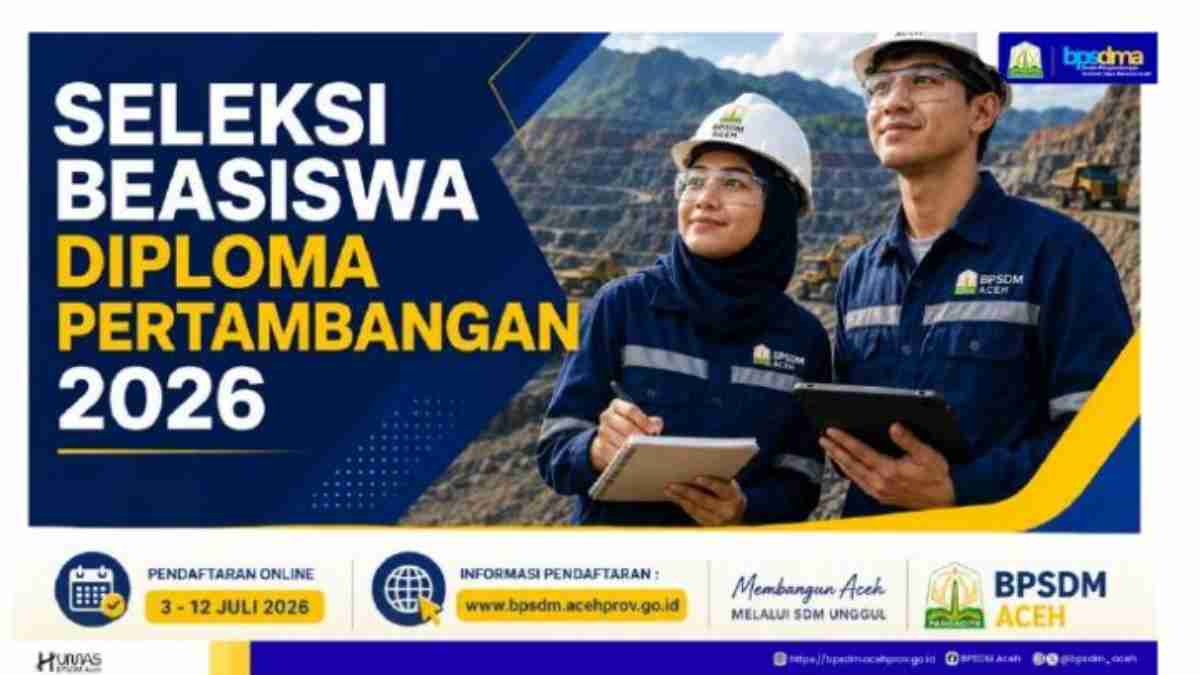 Pemerintah Aceh Buka Beasiswa Diploma Pertambangan 2026, Buruan Daftar