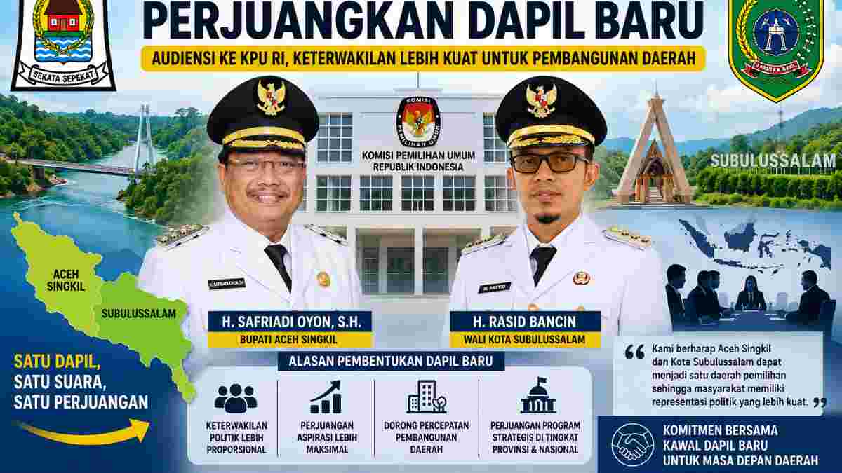 Pemekaran Dapil DPRA : Bupati Aceh Singkil dan Wali Kota Subulussalam Temui KPU RI