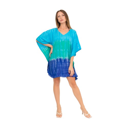 ΠΟΝΤΣΟ 27233 ΜΠΛΕ TIE-DYE ΛΑΧΟΥΡΙ ΚΟΝΤΟ OS