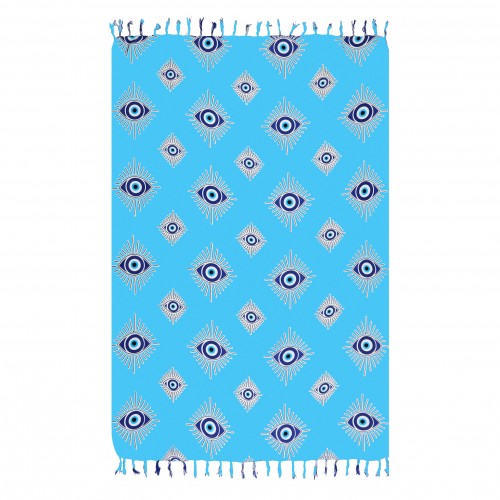 ΠΑΡΕΟ 102617 SOLAR GREEK EYE TURQUOISE 185x115cm ΚΡΟΣΣΙ 100%RAYON 250GR