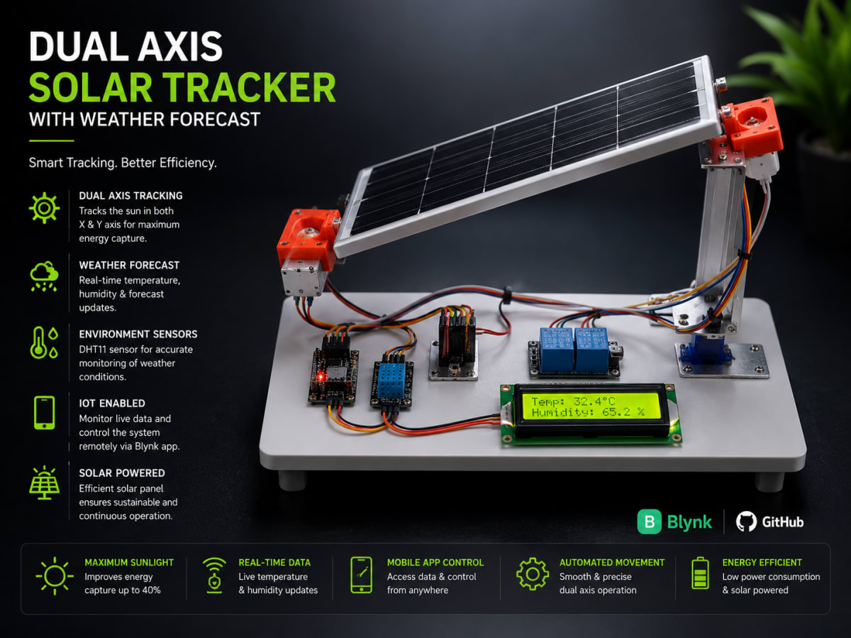 Dual Axis Solar Tracker with Weather Forecast — 3D print by True Form Labs