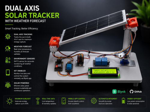 Dual Axis Solar Tracker with Weather Forecast