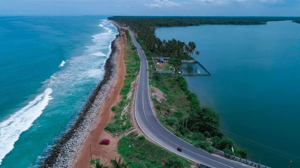 Aerial view of Thanni Beach strip