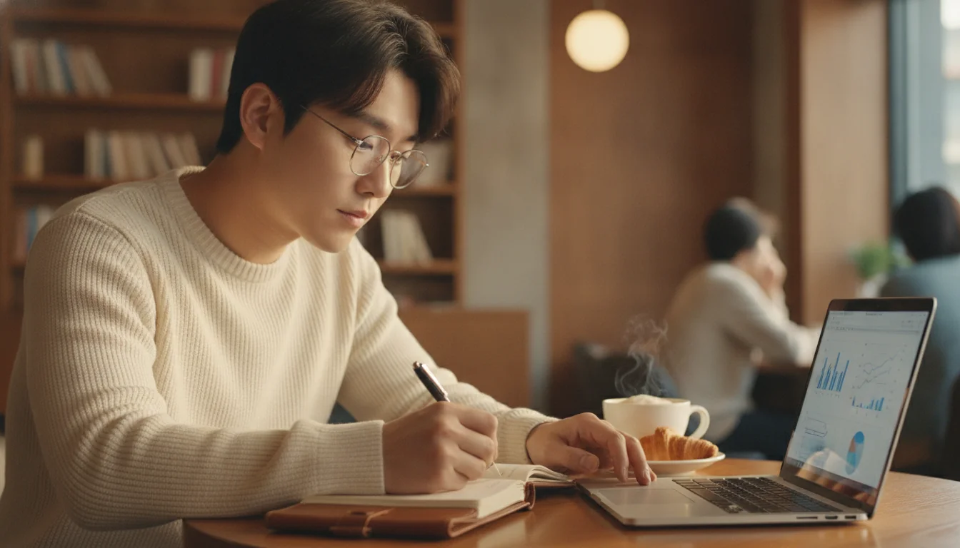 미래의 안정적인 주거 자금과 자산 포트폴리오를 다져가는 청년의 든든한 실루엣입니다.
