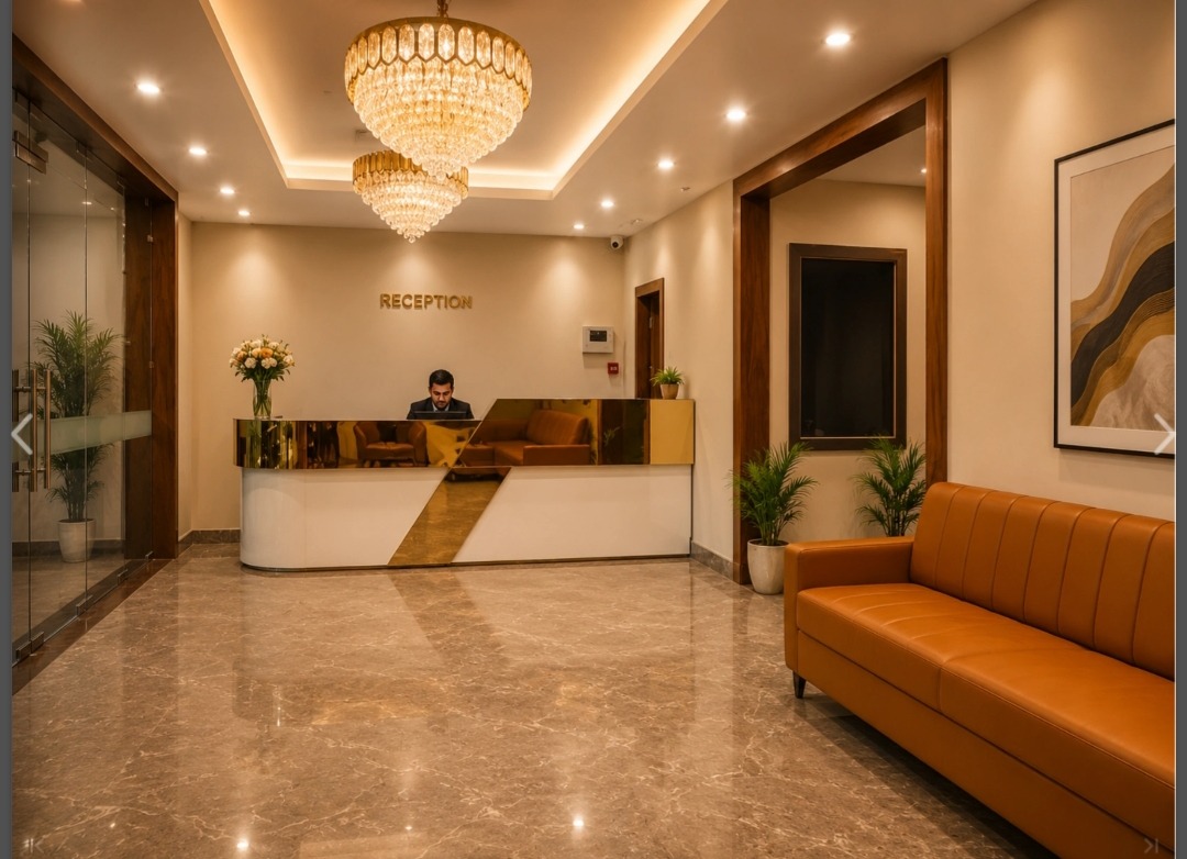 Reception lobby at Hotel Grand Lucent, Gokul