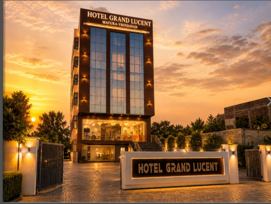 Hotel Grand Lucent, Gokul Road, Mathura, at dusk