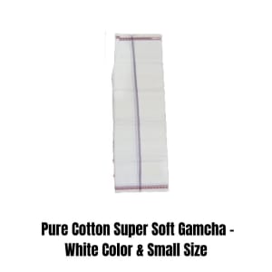 Pure Cotton Super Soft Gamcha - White Color & Small Size