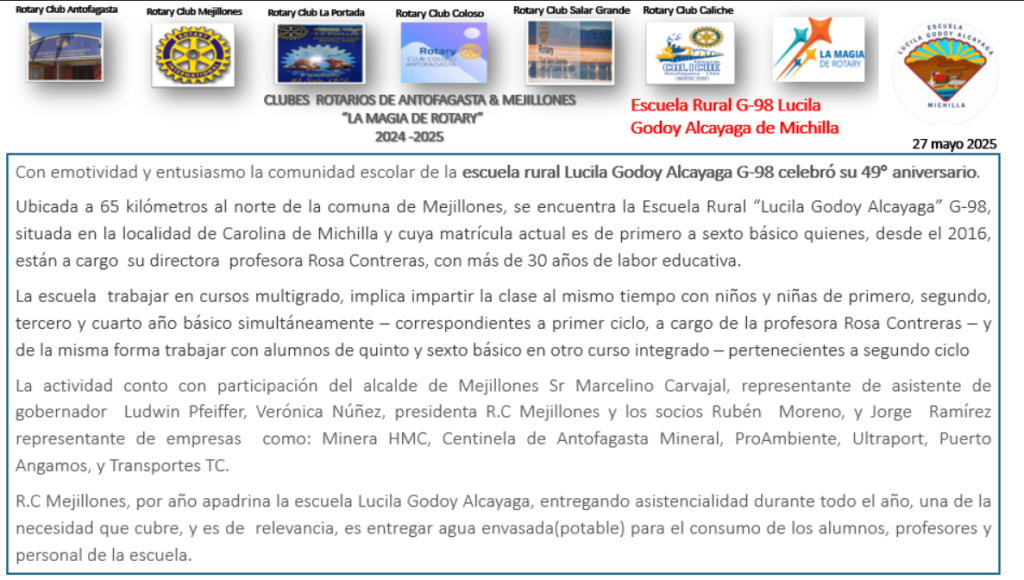 NOTICIAS ROTARY CLUB MEJILLONES - Foto 1