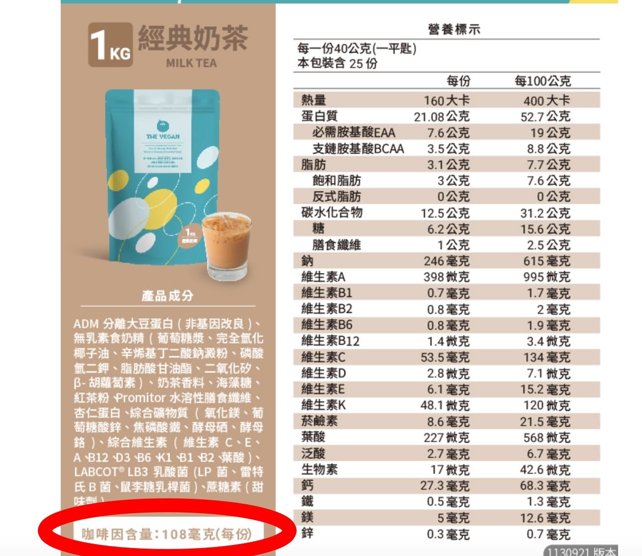 產品咖啡因含量需要明確的標示出來