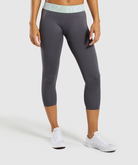 Gymshark Fit Cropped Leggings - Grey/Light Green