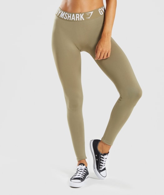 Gymshark Fit Leggings - Washed Khaki/White