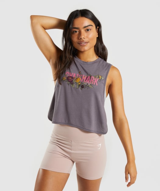 Gymshark Floral Graphic Tank - Slate Lavender