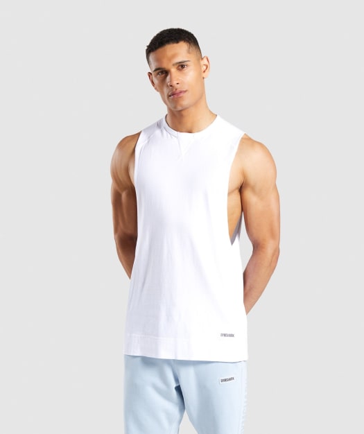 Gymshark Laundered Drop Arm Tank - White
