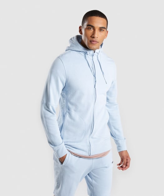Gymshark Laundered Zip Hoodie - Light Blue