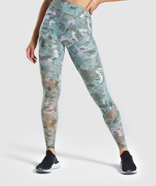 Gymshark Mesh Layer Leggings - Light Green