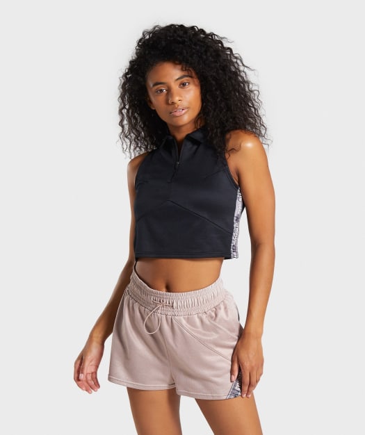 Gymshark Revival Zip Up Crop Top - Black