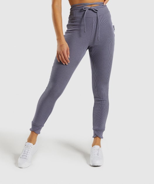 Gymshark Slounge Ribbon Bottoms - Steel Blue Marl