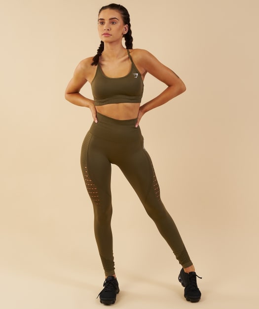 Gymshark Energy Seamless Sports Bra - Khaki