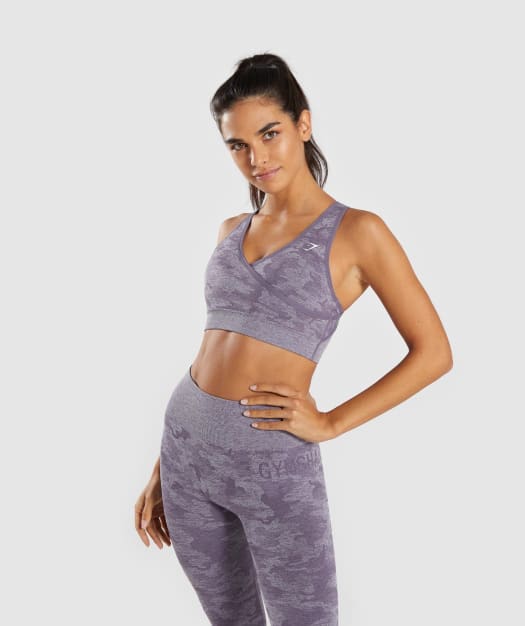 Gymshark Camo Seamless Sports Bra - Lavender Grey