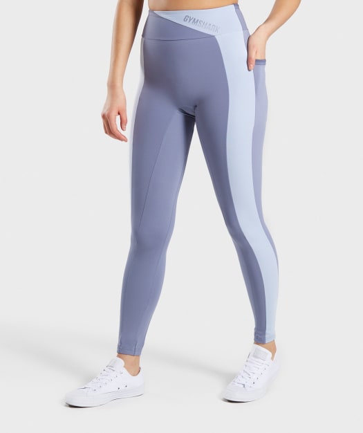 Gymshark Colour Block Leggings - Steel Blue Tones