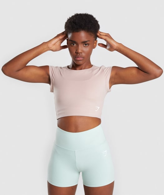 Gymshark Dreamy Cap Sleeve Crop Top - Taupe