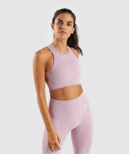 Gymshark Flawless Knit Sports Bra - Washed Lavender