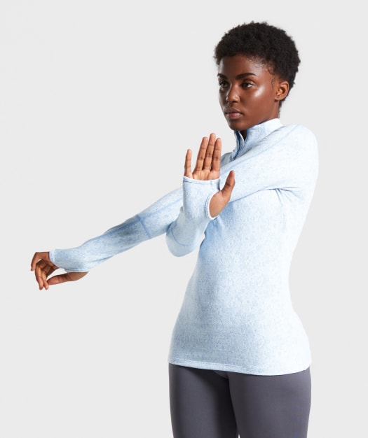 Gymshark Fleur Texture 1/2 Zip Pullover - Blue