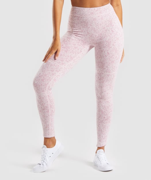Gymshark Fleur Texture Leggings - Dusky Pink Marl