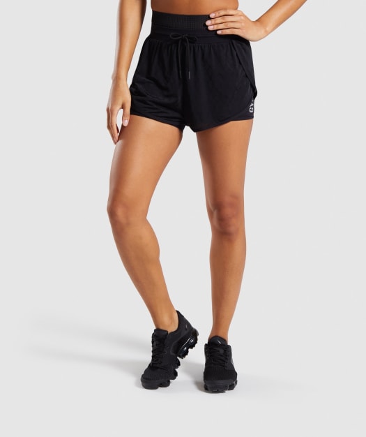 Gymshark Geo Mesh Two In One Short - Black