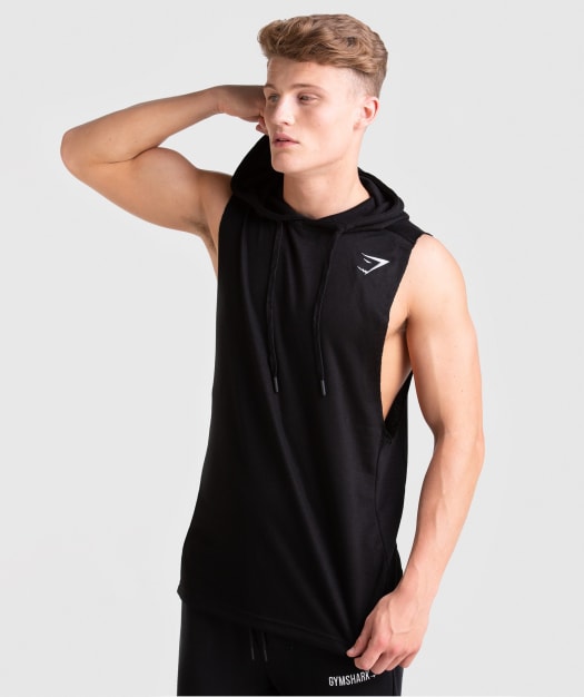 Gymshark Drop Arm Sleeveless Hoodie - Black