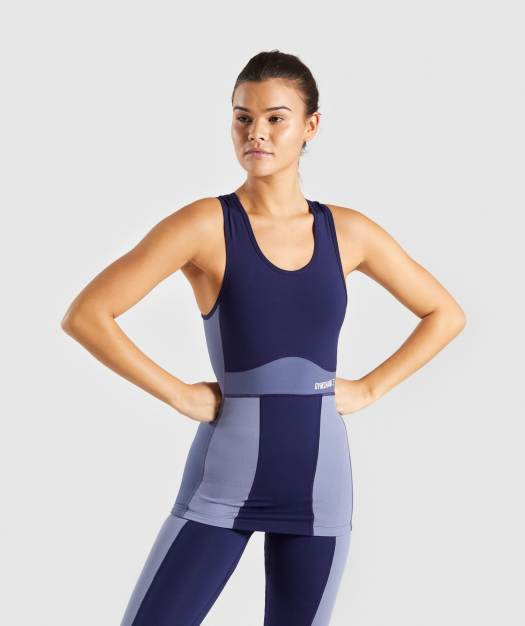 Gymshark Illusion Vest - Evening Navy Blue/Steel Blue/Night Shadow Blue