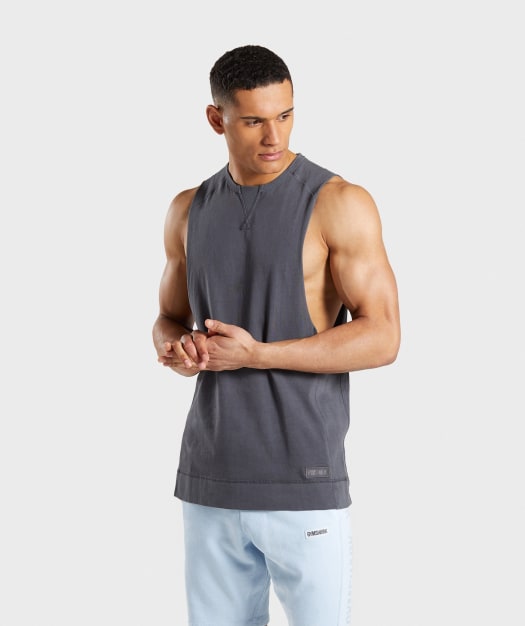 Gymshark Laundered Drop Arm Tank - Charcoal
