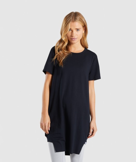 Gymshark Slounge Crescent T-Shirt Dress -Black