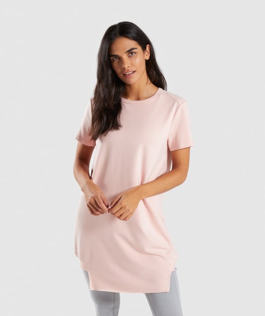Gymshark Slounge Crescent T-Shirt Dress - Blush Nude