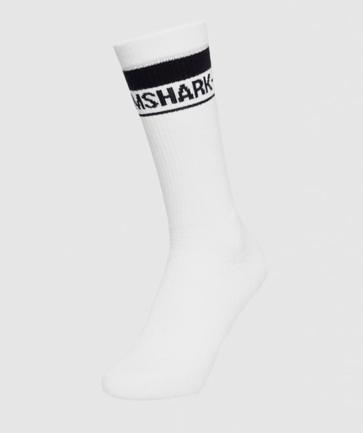 Gymshark Unisex Front Stripe Crew Socks (1pk) - White/Black