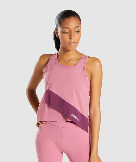Gymshark Asymmetric Vest - Dusky Pink/Dark Ruby