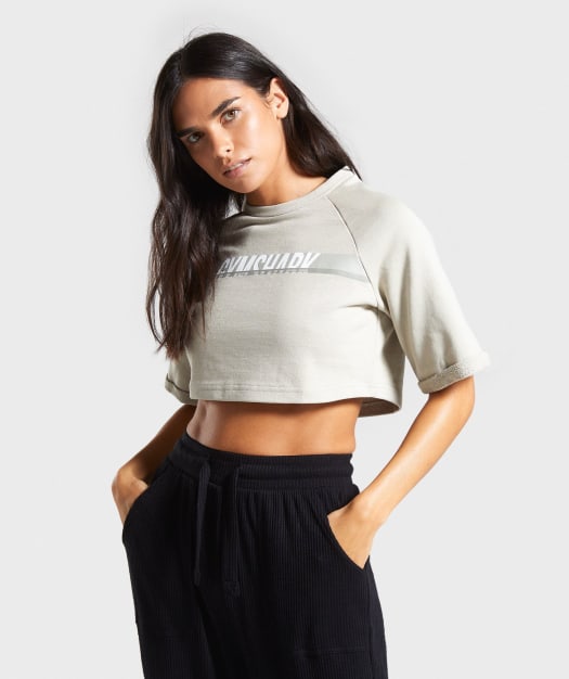 Gymshark Dash Boxy Crop Top - Khaki