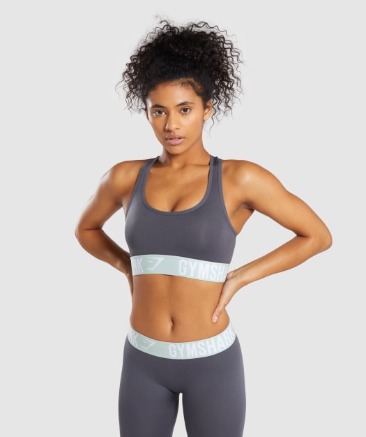 Gymshark Fit Sports Bra - Grey/Light Green