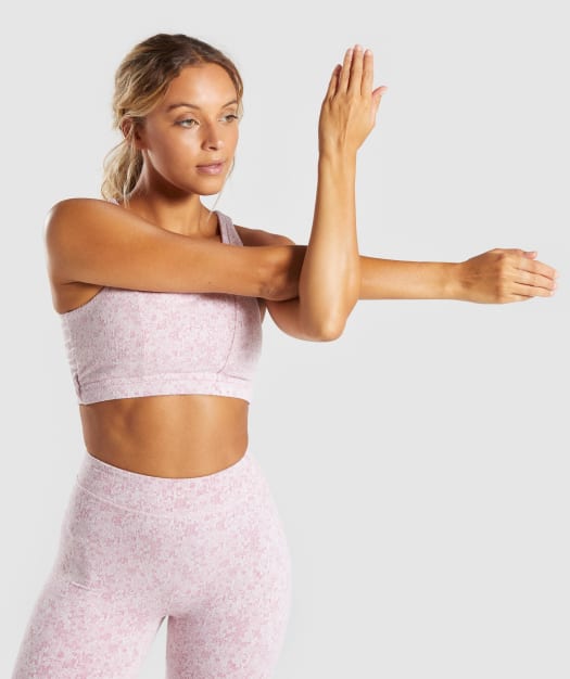 Gymshark Fleur Texture Sports Bra - Dusky Pink Marl