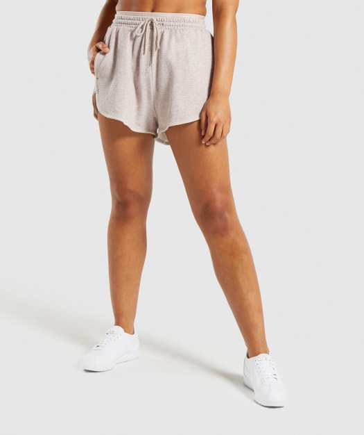 Gymshark Heather Dual Band Shorts - Blush Nude Marl