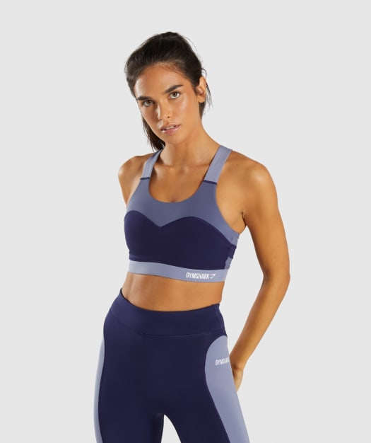 Gymshark Illusion Sports Bra - Evening Navy Blue/Steel Blue/Night Shadow Blue